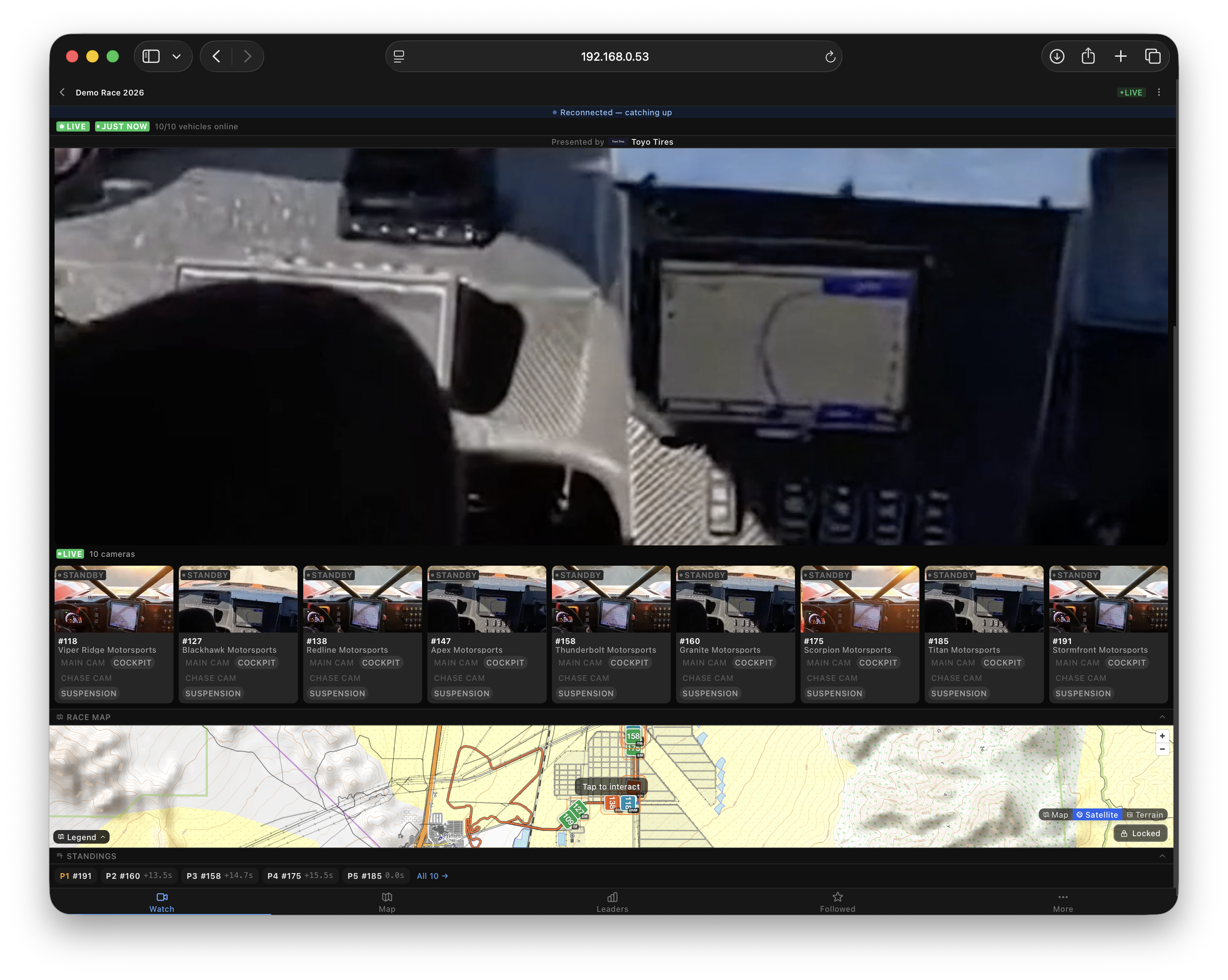 Unified hub with in-car video and telemetry side by side